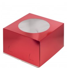 Короб картонный 300х300х190 красный с окном